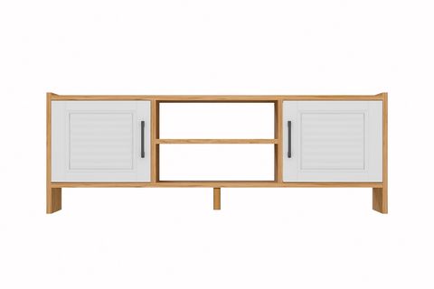 MOLDE RETRO VİNTAGE TARZ TV SEHPASI, BEYAZ KAPAKLI