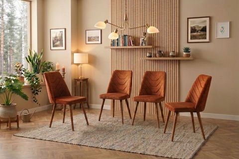 ARMİN MASA MERİDA SANDALYE, KİREMİT CEVİZ, 130X80