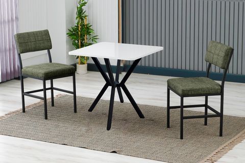 NOVA MUTFAK MASA TAKIMI, 2 SANDALYE, SİYAH, 70X70 CM, YEŞİL