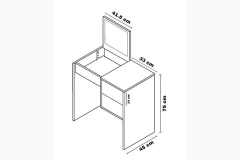 LUXE AYNALI ORGANİZER DOLAPLI MAKYAJ MASASI, BEYAZ, 2 ÇEKMECELİ