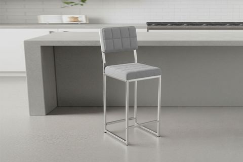 RİVA BAR MUTFAK SANDALYESİ, KROM KAPLAMA AYAKLI, GRİ