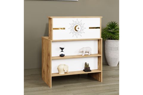 VENÜS HİLAL ÇEKMECELİ BANKO, SEKRETER MASASI, ÇAM BEYAZ, 90 CM