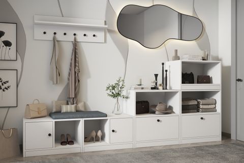 LUNA RAFLI ASKILIKLI PUFLU BEYAZ VESTİYER ÇITASIZI 259 CM VST 1094 Ç