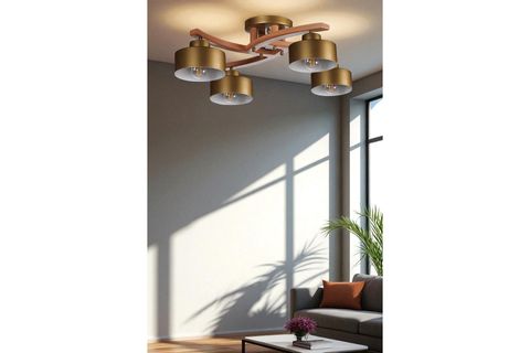 WESTON DÖRTLÜ NATUREL METAL BAŞLIKLI PLOFONYER AVİZE