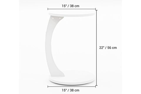 CLEO TEKERLEKLİ C SEHPA TEKERLEKLİ YAN SEHPA, BEYAZ