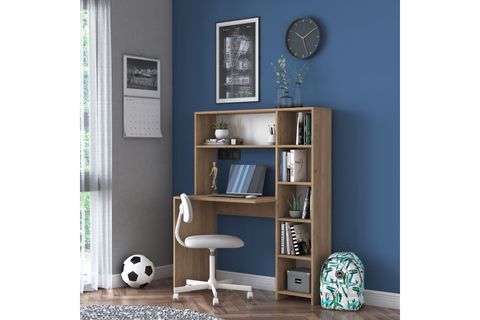RANİ KİTAPLIKLI RAFLI BİLGİSAYAR ÇALIŞMA MASASI, SEPET CEVİZ, HA104