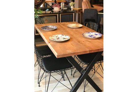 WOODEN DUMANO X MASA VE SANDALYE TAKIMI, CEVİZ, 140X80