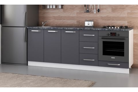 MİNAR 220 CM MUTFAK DOLABI BEYAZ ANTRASİT 220-A4-ALT MODÜL