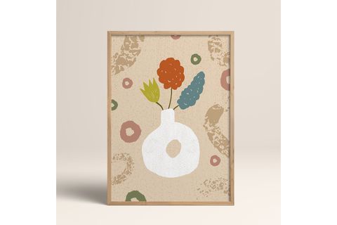 HOMEPACK DOĞAL AHŞAP ÇERÇEVELİ SOYUT RENKLİ DESENLER FLOWER ART TABLO, 40X60, FLOWER006