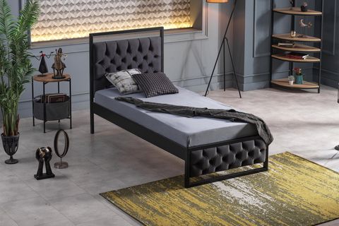 MİTHRA METAL KARYOLA, SİYAH, ANTRASİT 90X190