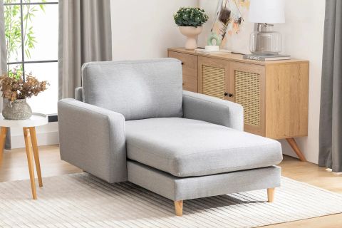 MERLİN DAYBED, İNCE KOL, NATUREL AYAK, KETEN KUMAŞ, GRİ