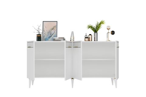 ALVİN KONSOL, 4 KAPAKLI, BEYAZ ALTIN