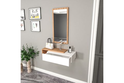 VİEN ÇEKMECELİ RAFLI AYNALI DRESUAR, ATLANTİK ÇAM BEYAZ