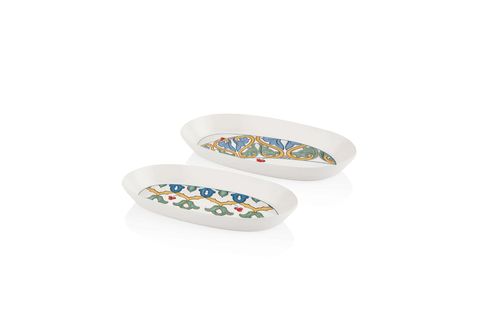 THE MİA LİMONCELLO OVAL SERVİS TABAĞI 2Lİ SET GRİ 29 CM