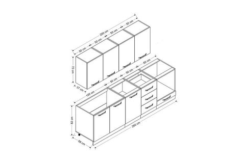 MİNAR DEFNE 260 CM MUTFAK DOLABI BEYAZ DORE 260-D6
