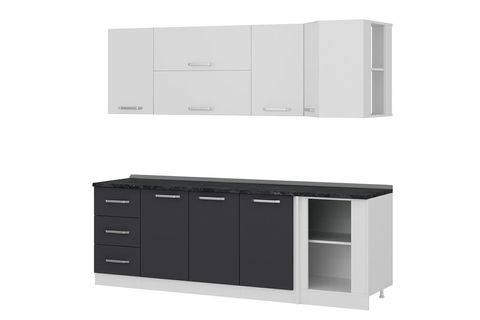 MİNAR 240CM KÖŞE MUTFAK DOLABI BEYAZ ANTRASİT K240A3
