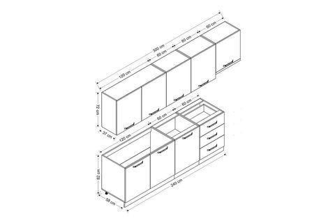 MİNAR  ELA 300 CM MUTFAK DOLABI BEYAZ ANTRASİT 300-A11