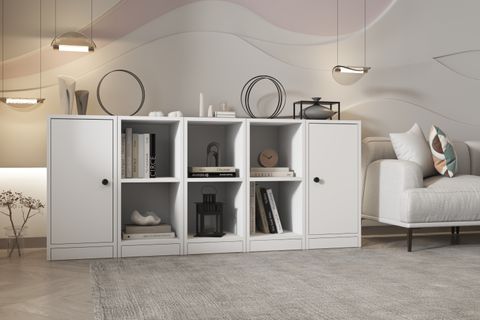 LEKSA 2 KAPAKLI RAFLI KİTAPLIK 160 CM BEYAZ KTP-1174-Ç