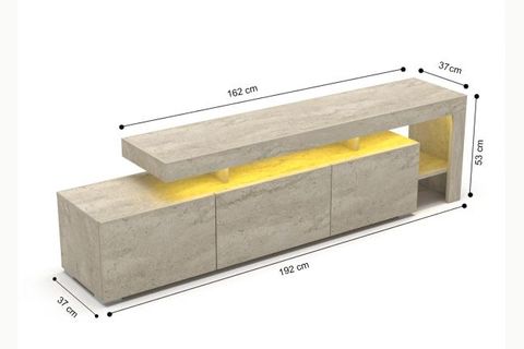 LUMA LED IŞIKLI TV ÜNİTESİ, KONSOL TRAVERTEN DESEN, 192 CM