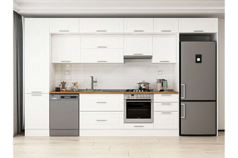 ALVİNKA 380X240 CM KLASİK MEBRAN MUTFAK DOLABI, MBB E80B50S50 1 MEBRAN BEYAZ SUNTALAM