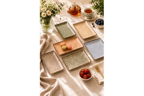 PORLAND ORTANCA 6 PARÇA SERVİS MEZE TABAĞI 13X18CM PORSELEN
