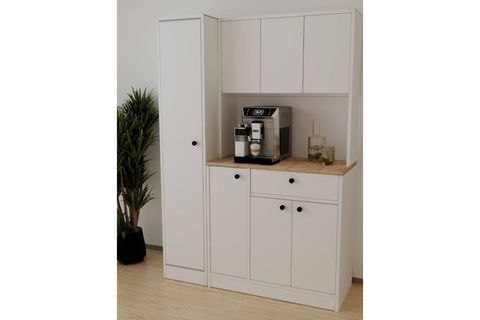 MONNALİS KİLERLİ KAHVE KÖŞESİ ÇOK AMAÇLI DOLAP 5 RAFLI MUTFAK DOLABI BEYAZ & ATLANTİK ÇAM