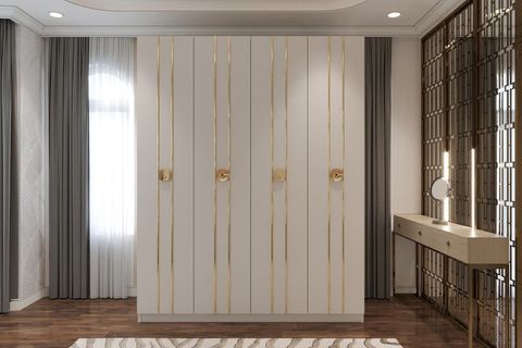 ELİF COUNTRY GARDIROP, 4 KAPAKLI 2 ASKILIKLI, BEYAZ