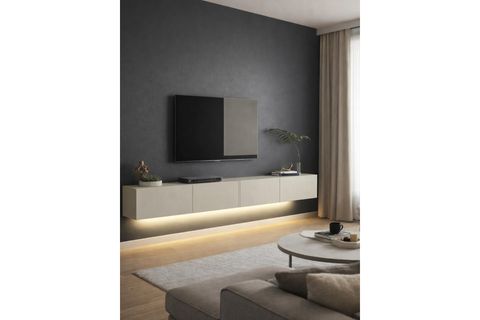 LEDLİ DUVARA MONTE TV ÜNİTESİ, KUMTAŞI, 240 CM