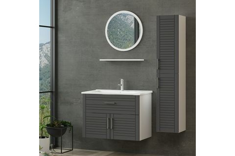 VERA BANYO DOLABI AS2K1Ç105, BEYAZ ANTRASİT, 100CM