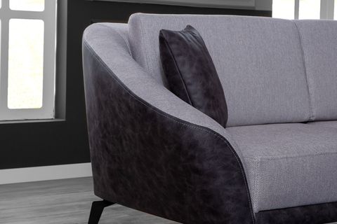 LEİA NUBUK SIRTLI KETEN KÖŞE KOLTUK, GRİ, SAĞ KÖŞE