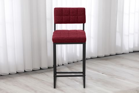 RİVA BAR MUTFAK SANDALYESİ, SİYAH AYAKLI, BORDO
