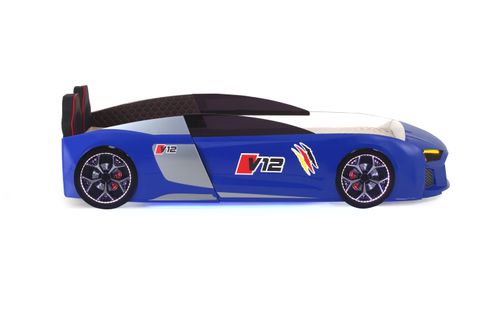 AUDİ FULL LEDLİ KUMANDALI VE MÜZİKLİ ARABALI YATAK, MAVİ