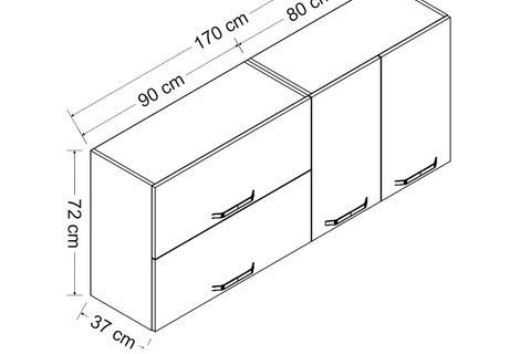 MİNAR 170 CM MUTFAK DOLABI BEYAZ 170-B1-ÜST MODÜL