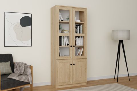 LİSA VİTRİN ÇOK AMAÇLI DOLAP, 4 KAPAKLI, SAFİR MEŞE