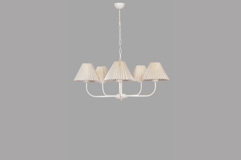 APOLLO BEŞLİ BEYAZ PİLELİ KREM ABAJURLU AVİZE