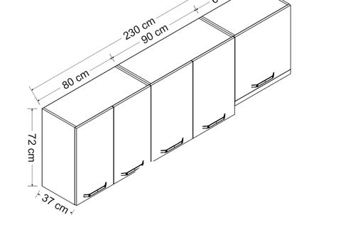 MİNAR 230 CM MUTFAK DOLABI BEYAZ 230-B7-ÜST MODÜL