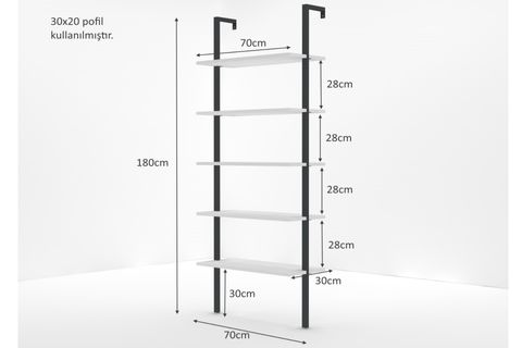 SODXWOOD NEW SMART KİTAPLIK, WOOD BEYAZ, 70 CM