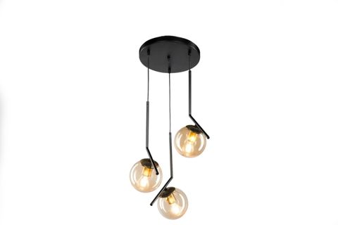 SELİN ÜÇLÜ TEPSİLİ AVİZE, BAL SİYAH