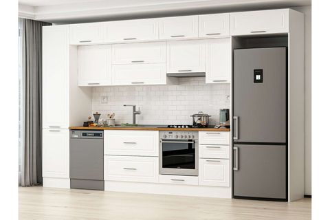 ALVİNKA 385X240 CM KLASİK MEBRAN MUTFAK DOLABI, MBB E90B50S45 1 MEBRAN BEYAZ SUNTALAM