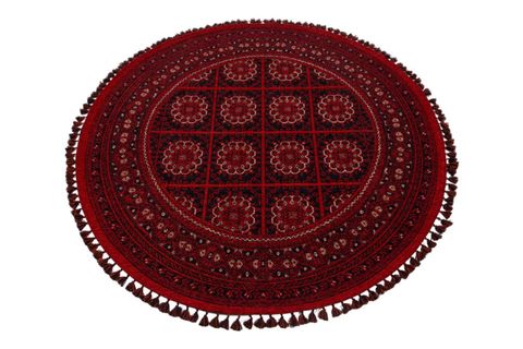 ZAGROS KIRMIZI 03 YUVARLAK ETNİK DESENLİ HALI, 155X155
