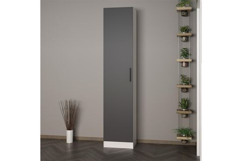 KALE 210 CM 1 KAPAKLI 1B RAF PORTMANTO, BEYAZ ANTRASİT