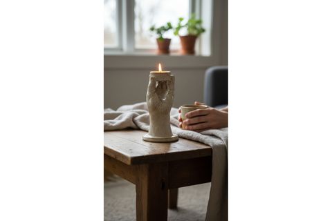 PORSELEN MUMLUK BEJ ŞAMDAN MUMLUK DEKORATİF OBJE