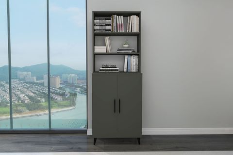 ORAS KLASİK KİTAPLIK, ANTRASİT, 6 RAFLI