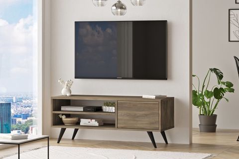 YURUDESİGN CLOUD TV ÜNİTESİ, AHŞAP AYAKLI, KAHVE, 110 CM