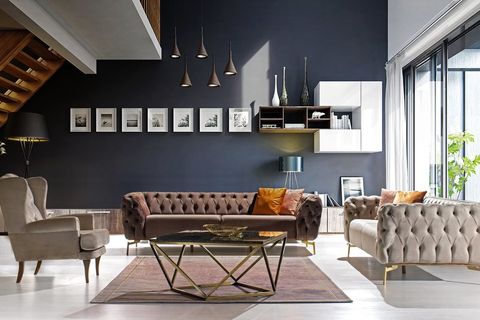 MİNDA KOLTUK TAKIMI, KAHVE, METAL AYAK