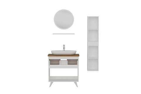 NİKA BANYO DOLABI AY2K1Ç129, BEYAZ ANTRASİT, 85 CM