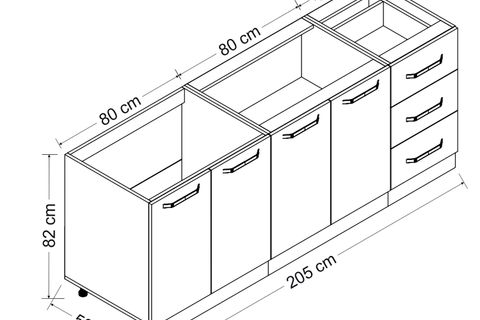 MİNAR 205 CM MUTFAK DOLABI BEYAZ DORE 205-D1-ALT MODÜL