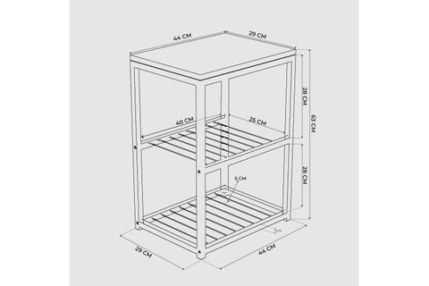 TEDİ METAL AYAKLI DEKORATİF TEL RAFLI YAN SEHPA, BEYAZ