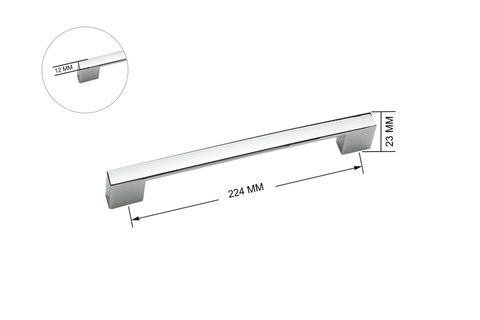 ZİRVE İNCE KÖPRÜ ALÜMİNYUM KULP, KROM, 224 MM