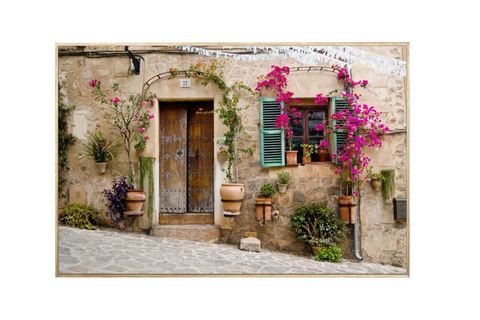 BODRUM EVLERİ AHŞAP KANVAS TABLO, ÇERCEVELİ, 100X150